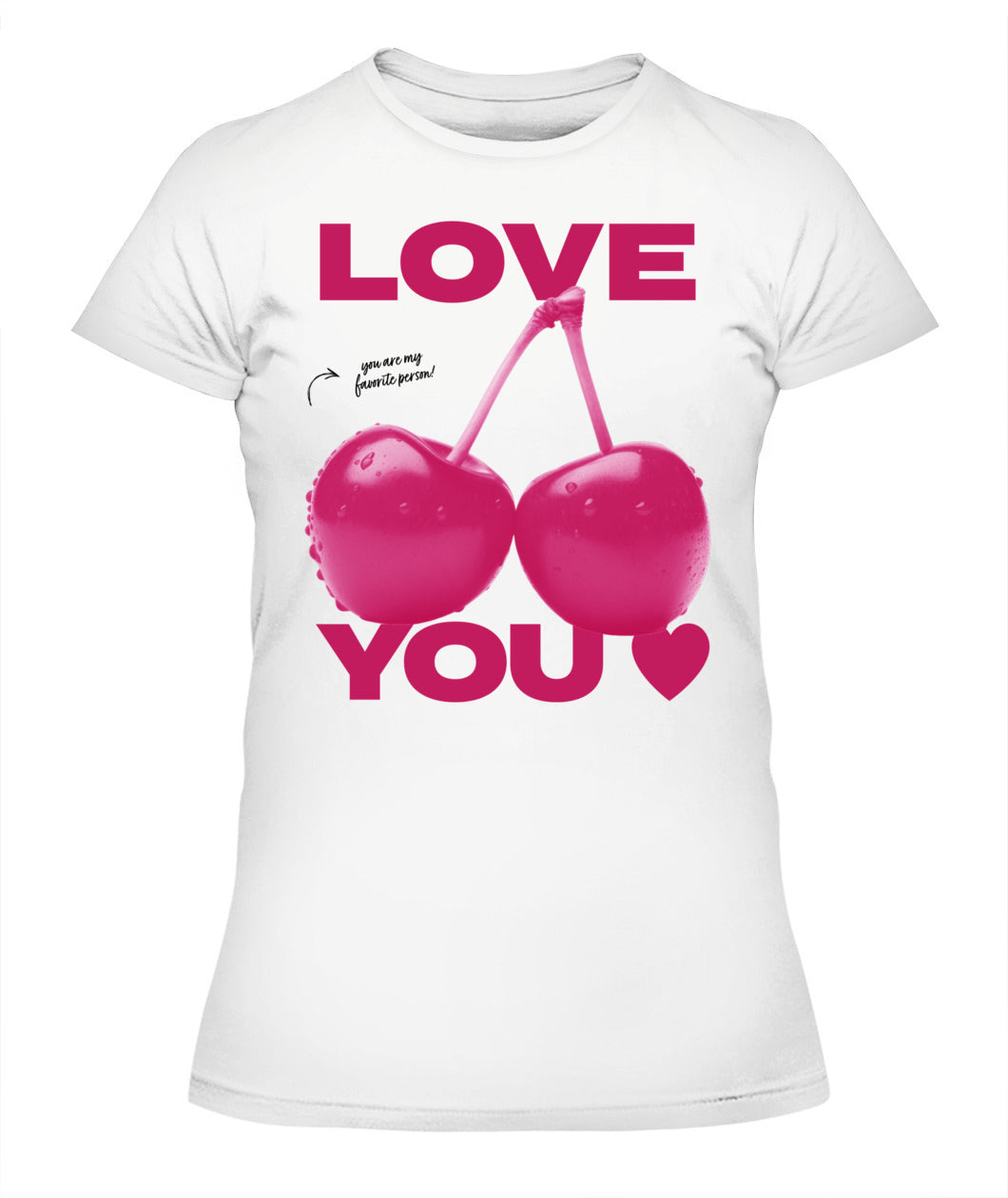 Love You Pink Cherry Romantic Graphic Tee